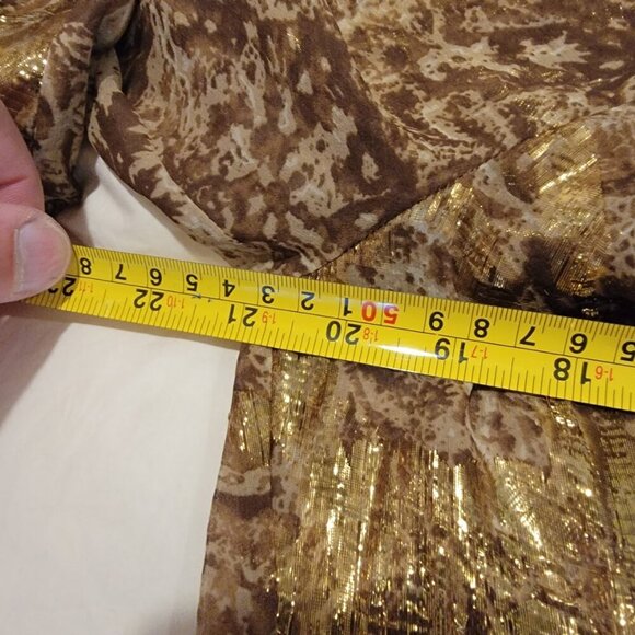 BCBG Maxazria Metallic Paisley Sheer Wrap Blouse Sz S - Picture 14 of 15